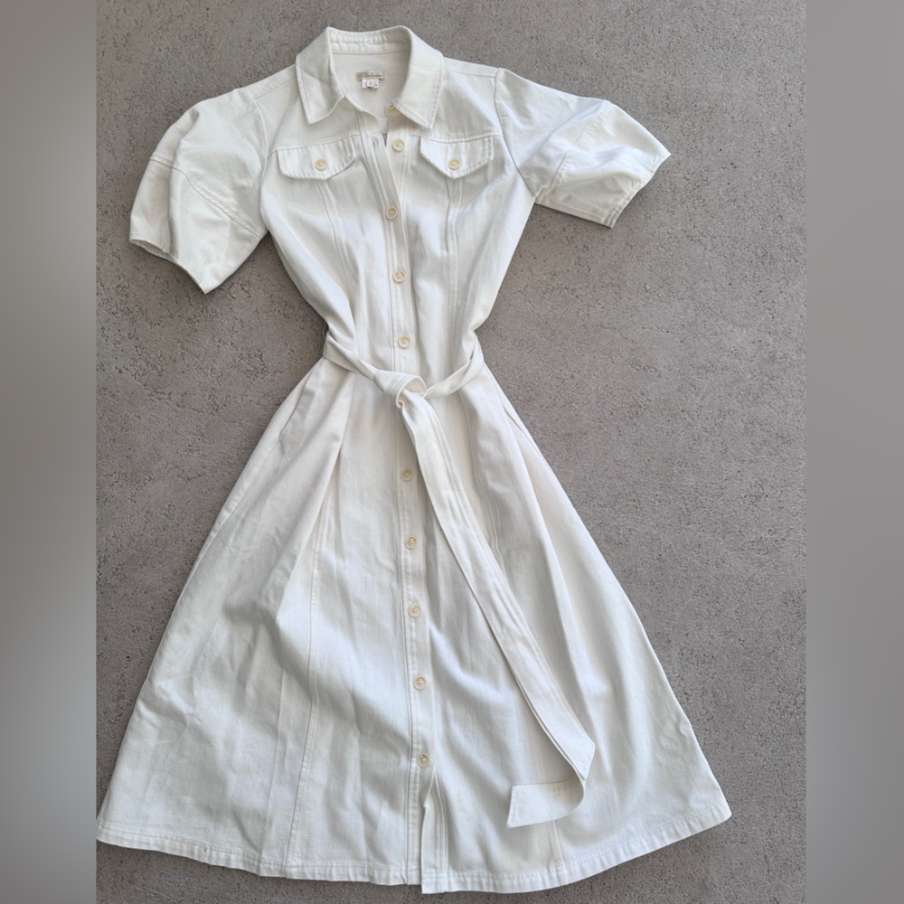 Shoshanna White Midi Dress with Belt